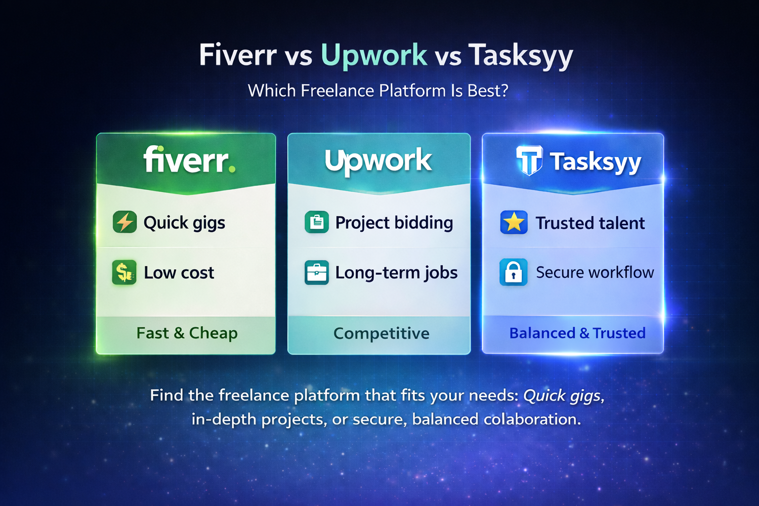 Fiverr vs Upwork vs Tasksyy — Which Freelance Platform Is Better?