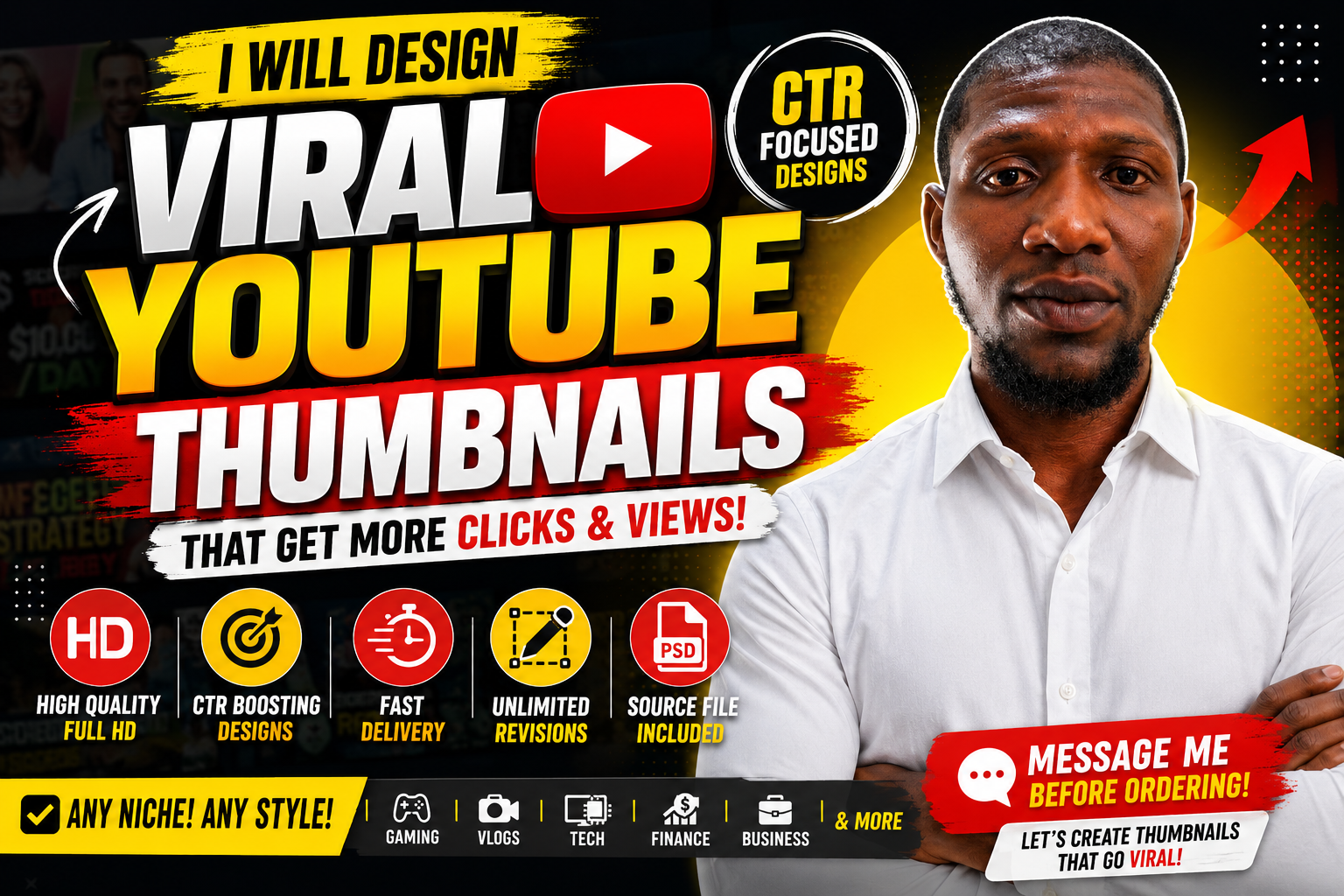I will design a viral YouTube thumbnail for higher CTR and views