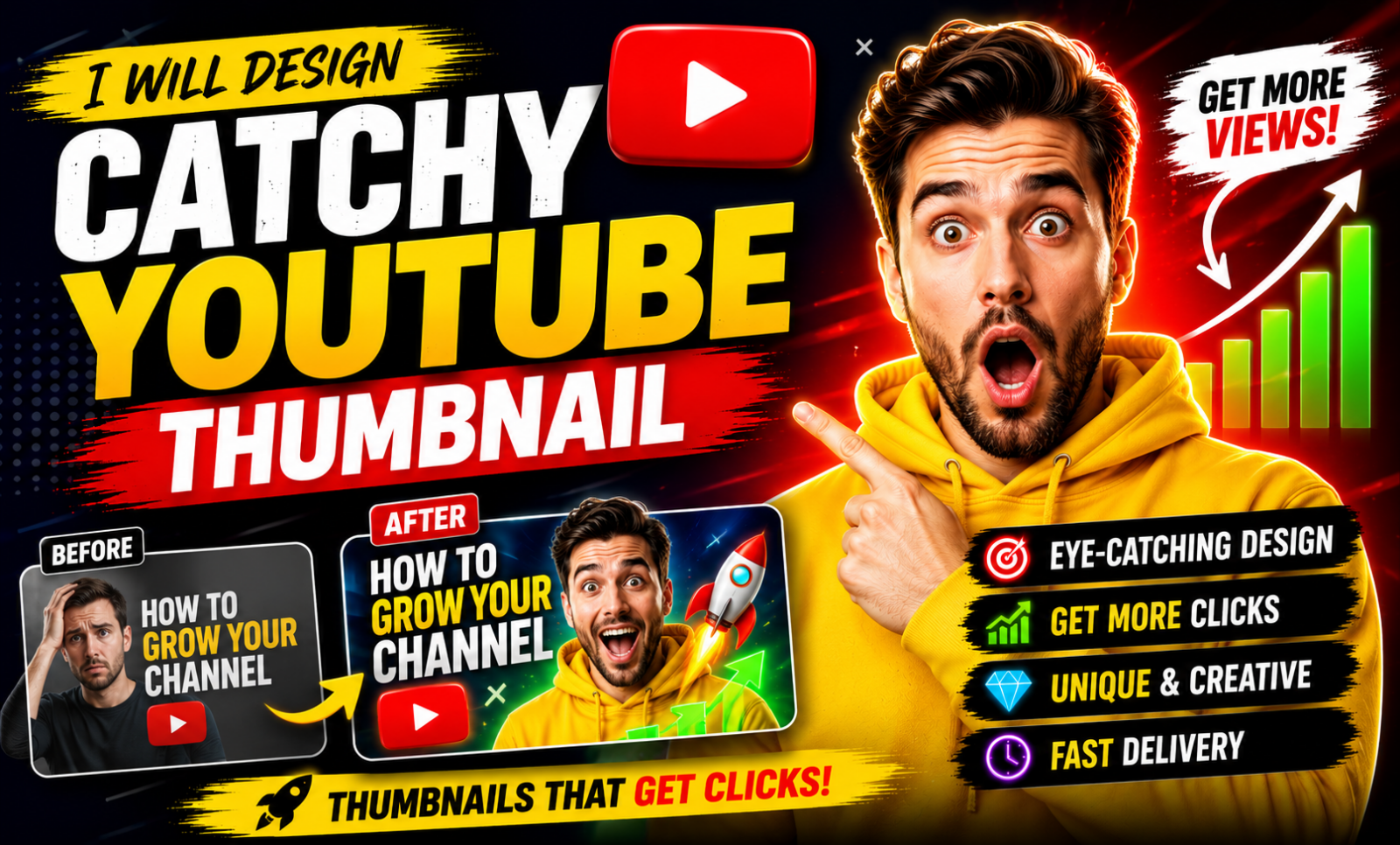 I will design catchy youtube thumbnail