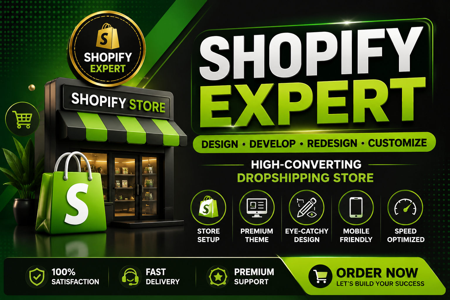 I will design, develop, redesign, and customize a high-converting Shopify dropshipping store