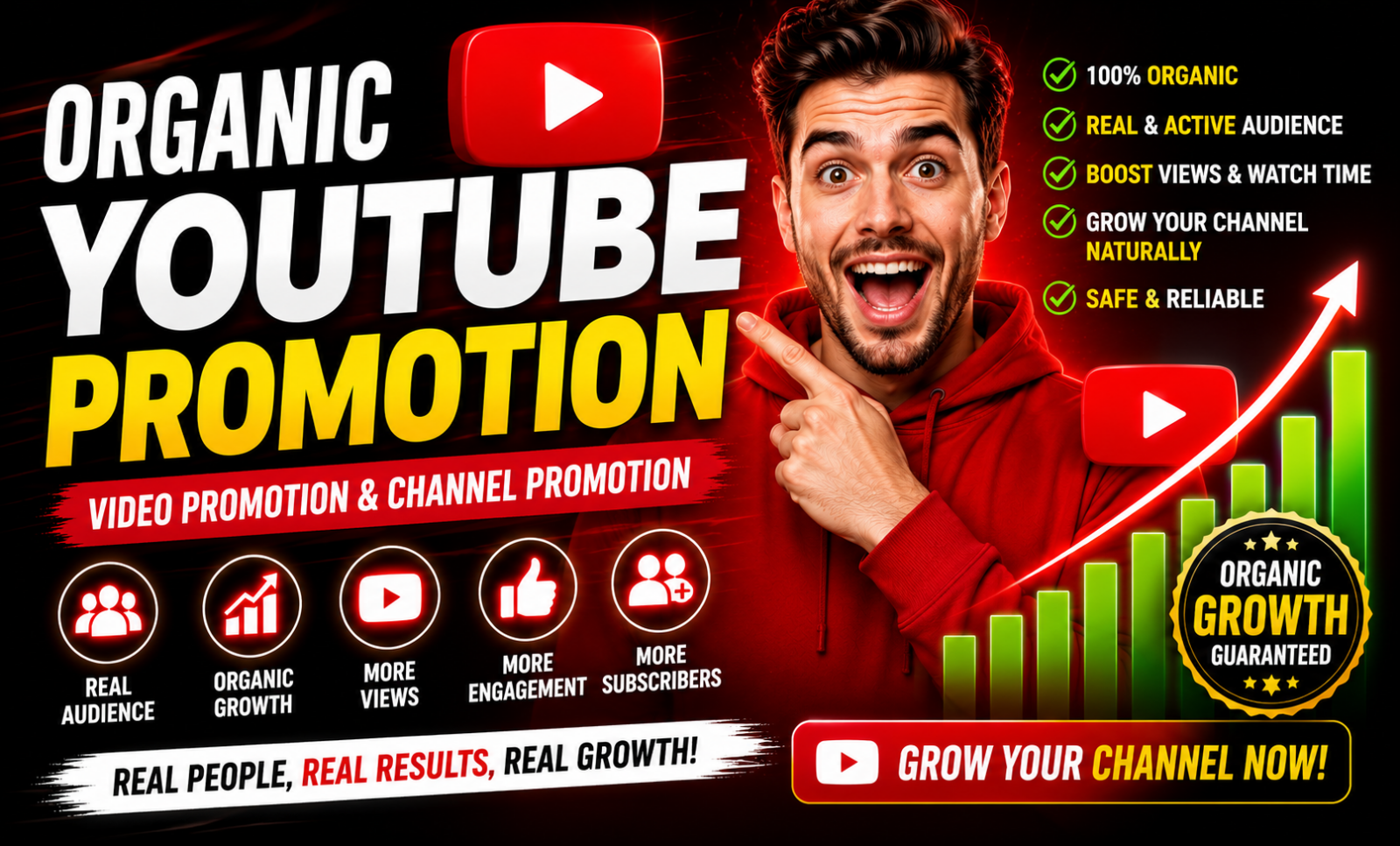 I will do organic youtube video promotion and channel promotion