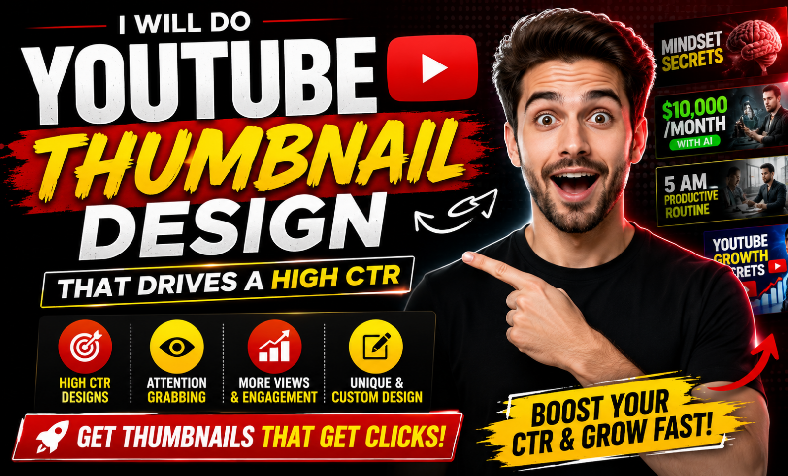I will do youtube thumbnail design that drives a high CTR