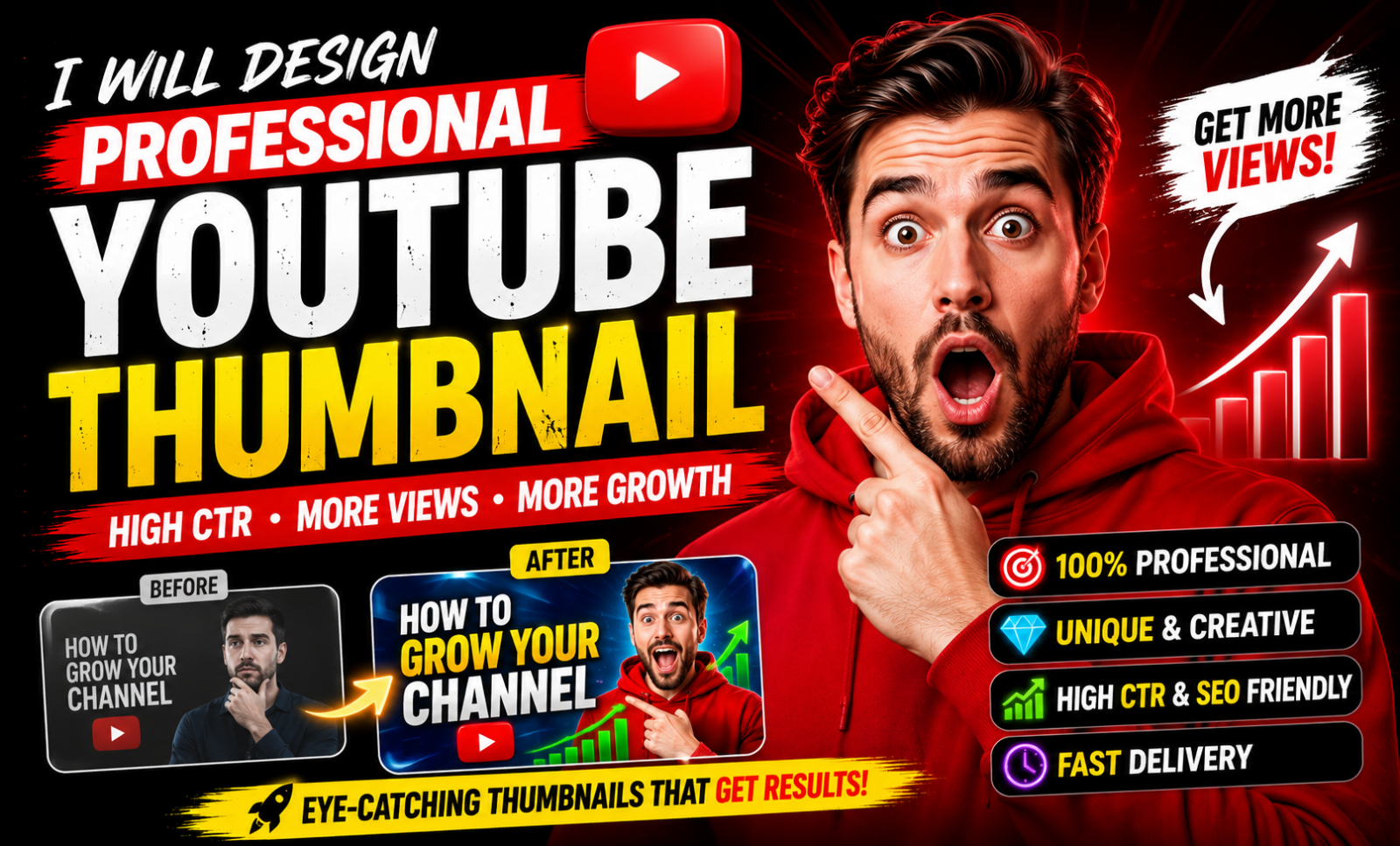 I will design professional youtube thumbnail