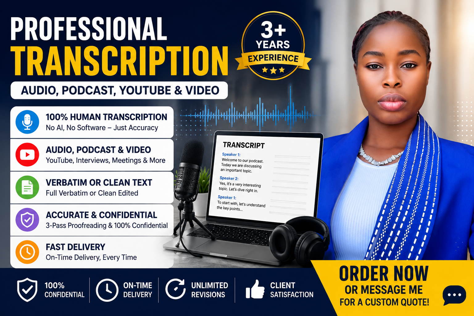 I will do flawless manual audio and video transcription in 24 hours