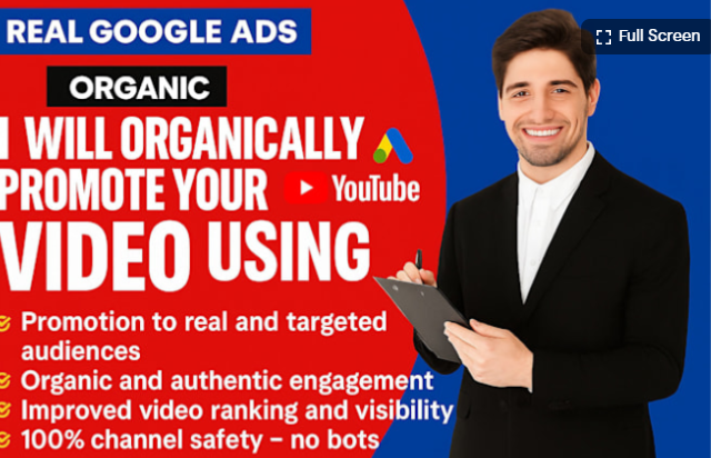 I will organically promote your youtube video using google ads