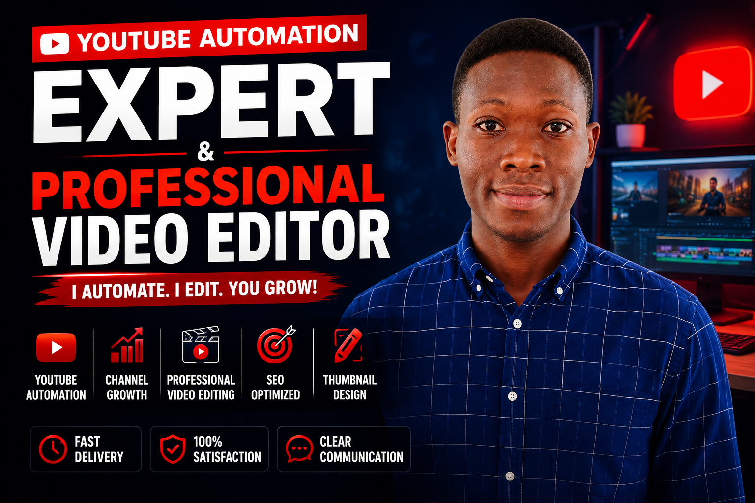 I will be your YouTube automation manager and professional video editor