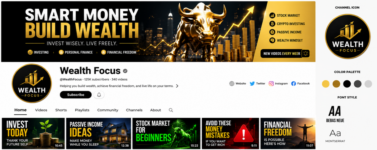 create and fully set up a professional youtube channel that grows