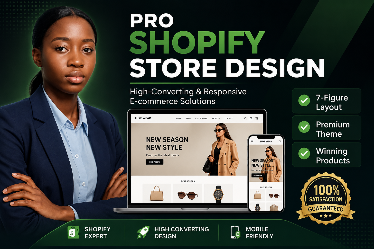 I will build shopify store, design redesign copy ecommerce website, dropshipping store