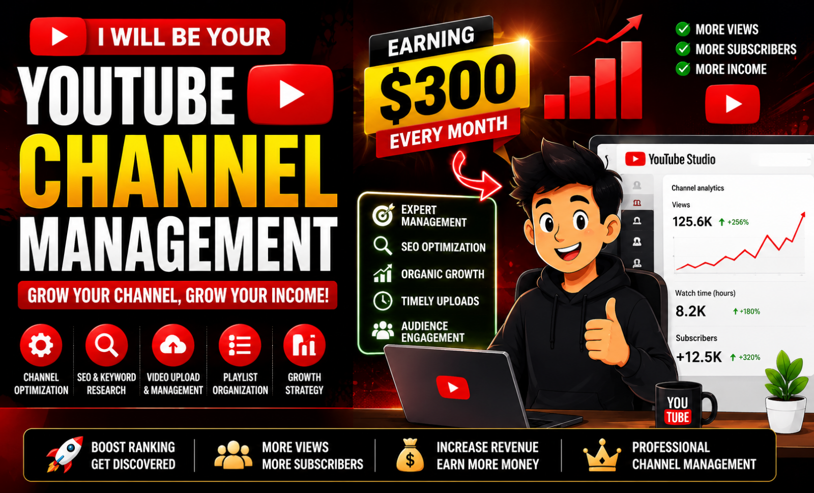 l will be your youtube channel managment