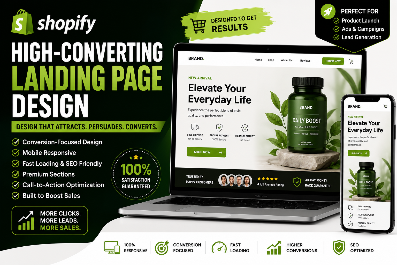 I will design a high-converting Shopify landing page that boosts sales and conversions